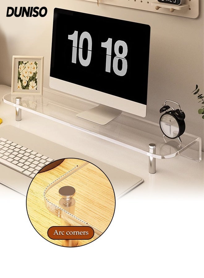 DUNISO Acrylic Monitor Stand Riser,Computer Stand with Keyboard Organizer,Desktop Rack for Home,Office and Dorm,Ergonomic Desk Organizer,Computer Holder(50*20*5cm) - Image 1